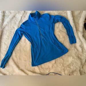 lululemon athletica Blue zip yoga Sweatshirt w lace detail